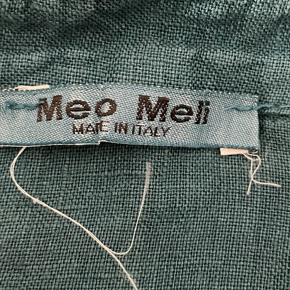 Mep Meli Linen Shirt Womens Sz Medium Button Up Roll Tab Sleeve Lagoon lock - Picture 4 of 6